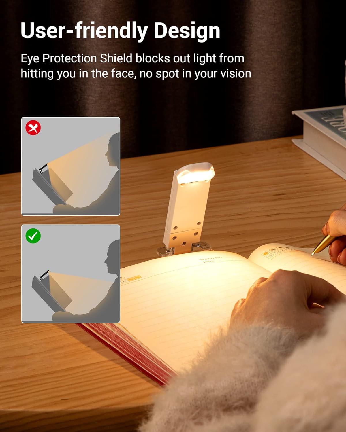 DEWENWILS USB Rechargeable Book Reading Light, 3000K Warm White, Brightness Adjustable Clip on LED Bookmark Lamp at Night in Bed, Portable Booklight for Bookworms, Kids