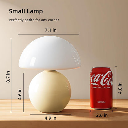 Dawnwake Mushroom Lamp Table Lamp for Bedroom,Desk Bedside Small Lamps for Living Room Night Stands,Mushroom Decor Cute Mini Modern Mid Century Lamps,Unique Aesthetic Home Living Room Decor(White)