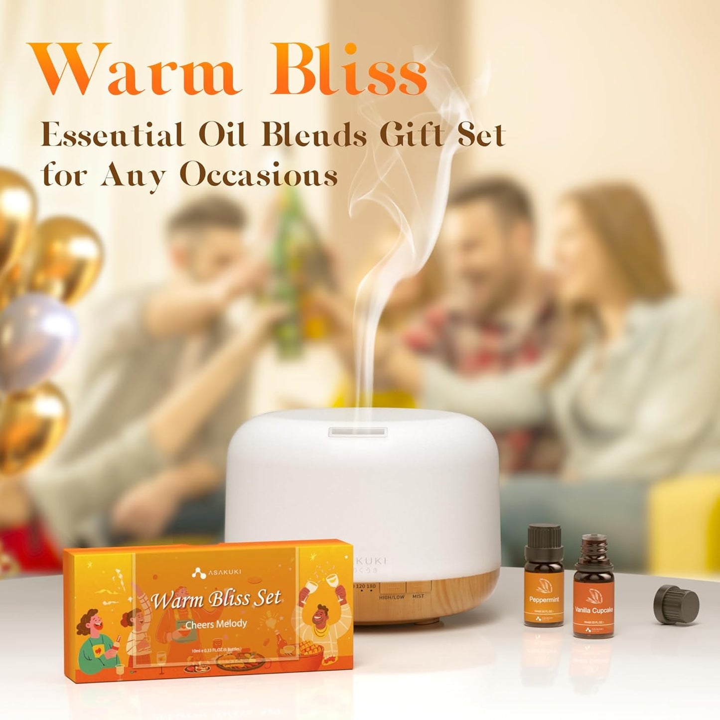 ASAKUKI Essential Oils for Diffuser –6 Mood Essential Oil Blends (Breathe, Uplift, Sensual, Balance, Unwind, Rest) for Morning to Night Rituals, Home & Daily Use-Thoughtful Gift