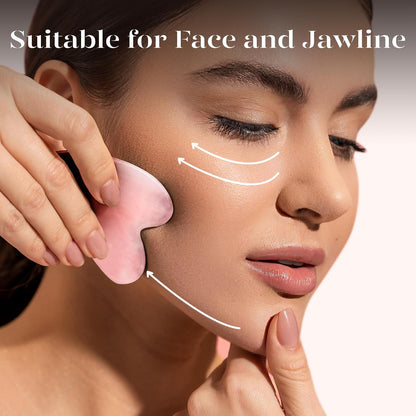 BAIMEI IcyMe Natural Rose Quartz Gua Sha Facial Sculpt Massage Tool-Pink