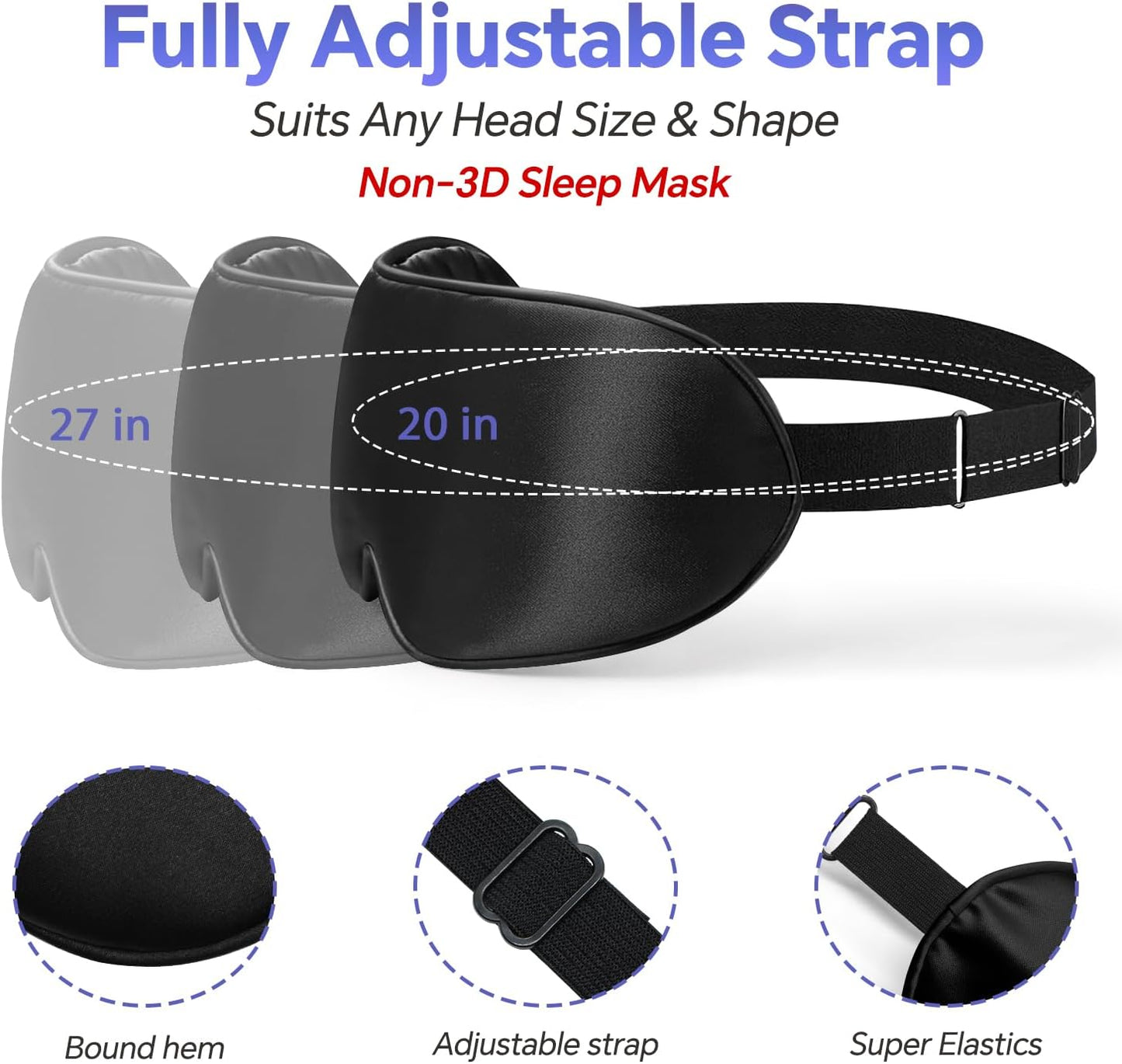 Sleep Eye Mask for Men Women, Lash Extensions 3D Sleeping Mask, Travel Blackout Night Blindfold Eye Shade Cover with Adjustable Strap (Black)