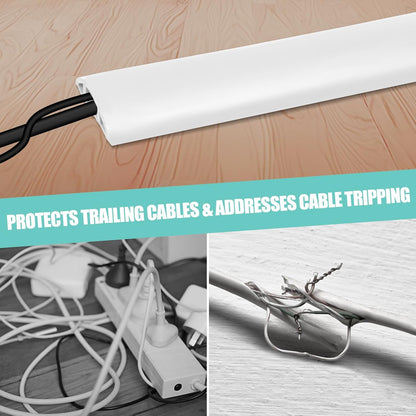 Floor Cord Cover Self Adhesive Cord Hider,10FT Cable Management, Extension Strip Protector for Wires, Prevent Cable Trips for Offices, Gyms, Exhibitions Cavity 0.39"(W) x 0.27"(H) BrownWood