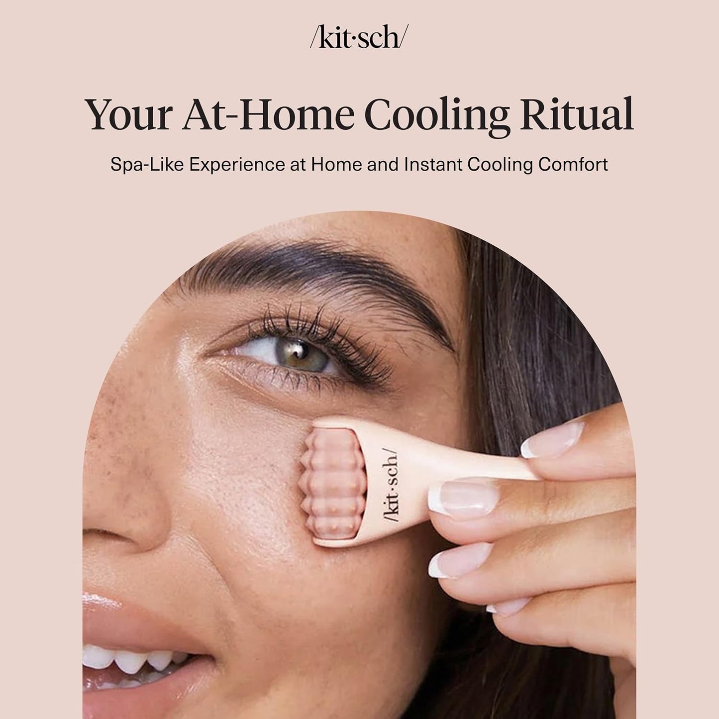Kitsch Ice Roller for Face – Stainless Steel Ice Face Roller to Reduce Puffiness, Redness & Headaches – Cooling Facial Roller for Skin Care, Irritation Relief & Spa-Like Experience at Home-Pink