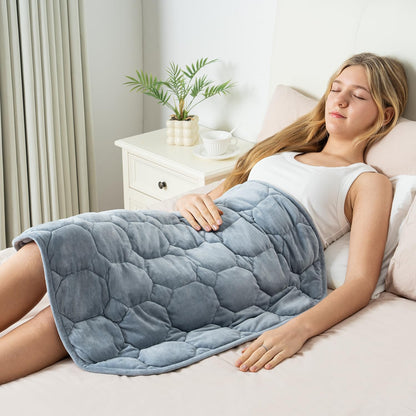 Wemore Weighted Lap Blanket 7lbs for Adults, Small Weighted Blanket Throw for Travel, Soft Weighted Lap Pad for Relaxation, Calming, Napping and Sleeping, Machine Washable, Light Grey 29" x 24"