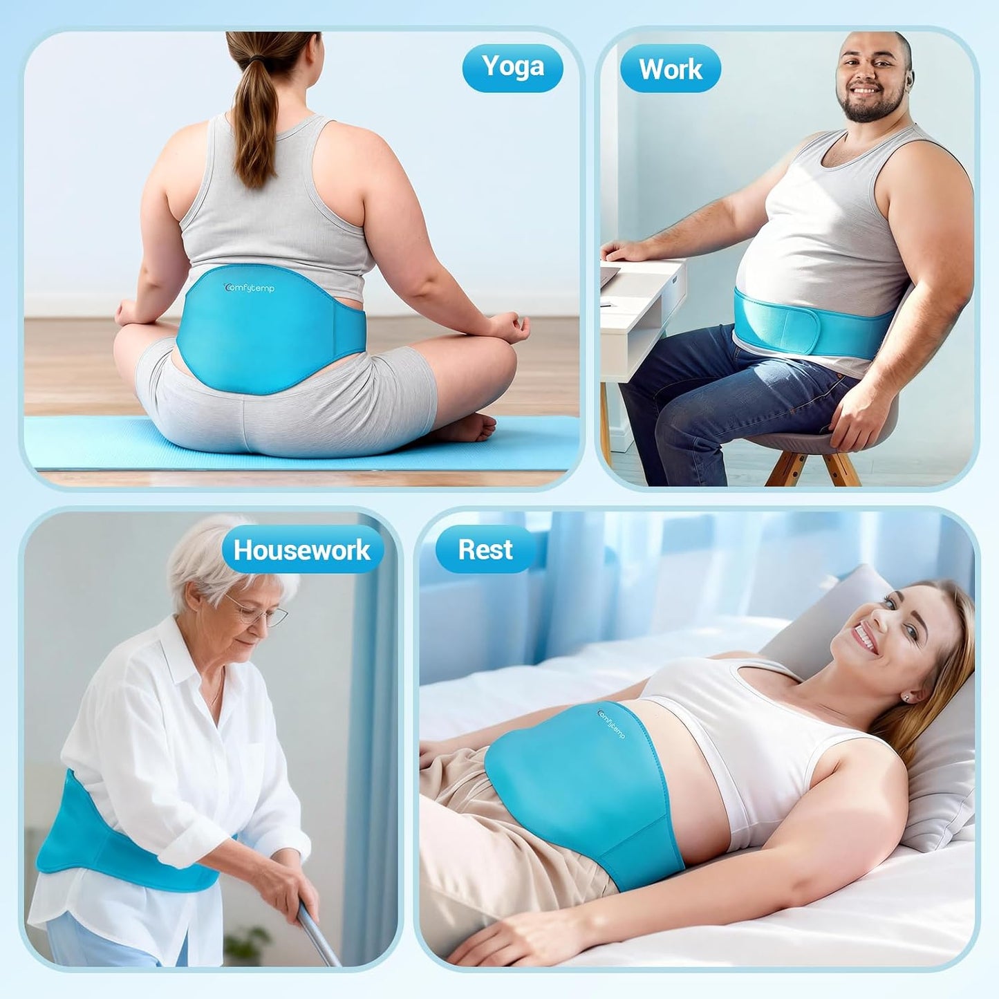 Comfytemp Large Ice Pack for Injuries Reusable Gel Ice Pack for Lower Back Pain Relief, Sciatica, Hot Cold Wrap Compress Recovery Item for Surgery, Swelling, Lumbar, Shoulder, Knee, Hip, for Men Women