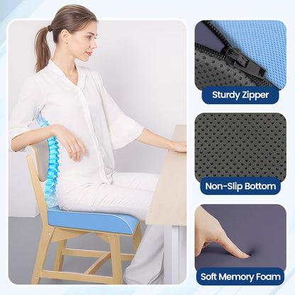 SweetSlubr Seat Cushion for Tailbone Pain Relief, Office Chair Cushion, Chair Pad, Memory Foam Large Cushion with Non-Slip Cover for Soft Support at Office Chair, Car Seat, Airplane, Black/Large
