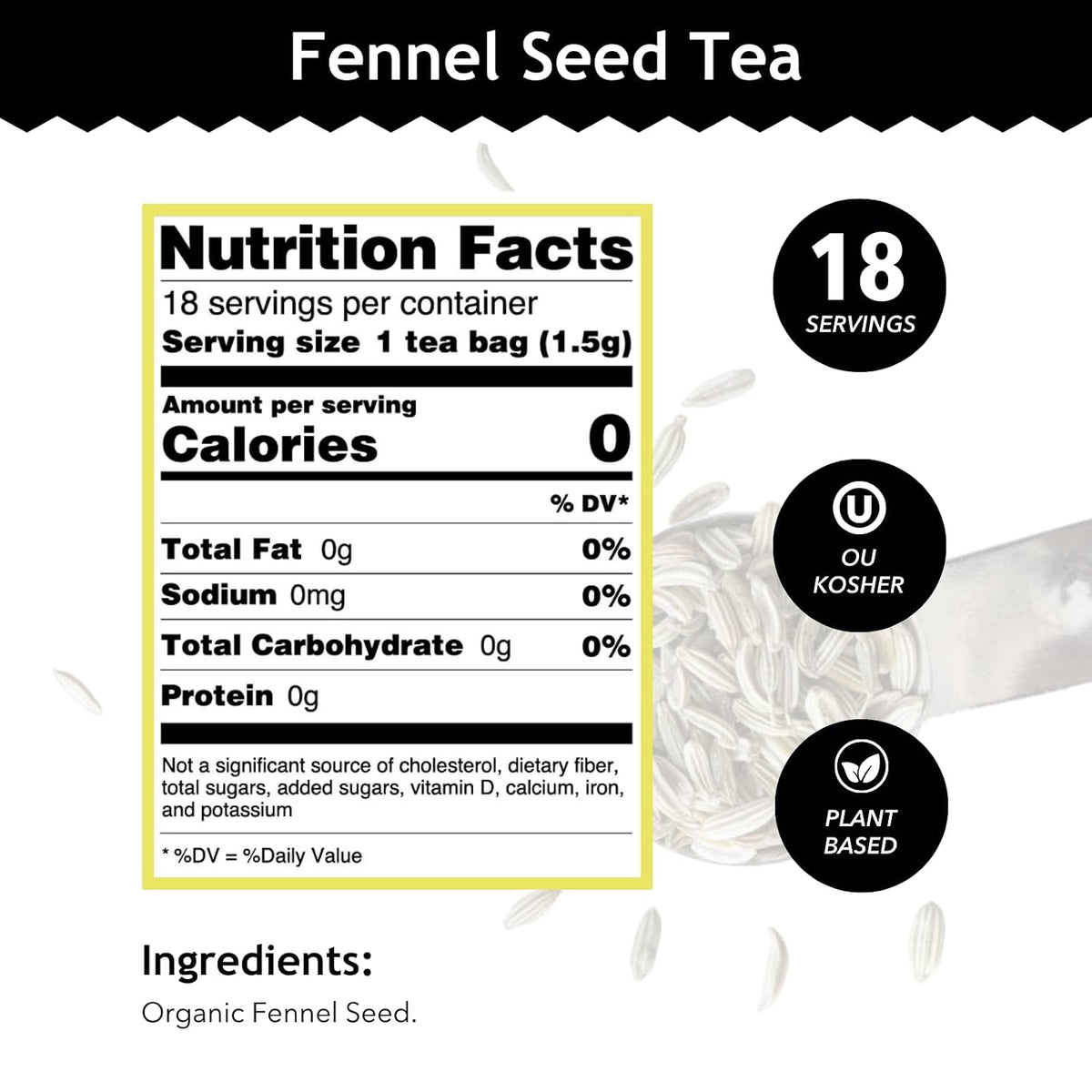 Buddha Teas Organic Fennel Seed Tea - Herbal Tea, Caffeine Free