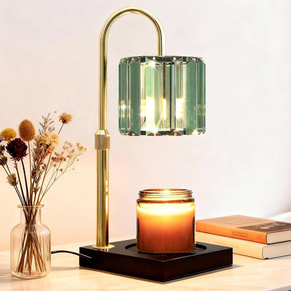 Yuichoy Candle Warmer Lamp with Timer, Dimmable Electric Candle Wamer Adjustable Height, Gifts for Women Mom, Glass Modern Candles Melter Lamp, Black