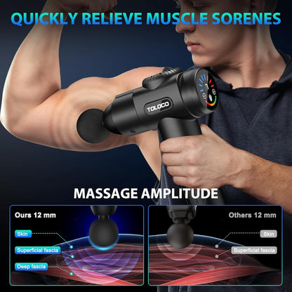 TOLOCO Massage Gun, Deep Tissue Back Massage for Athletes for Pain Relief, Percussion Massager with 10 Massages Heads & Silent Brushless Motor, Fathers Day Dad Gifts, Grey