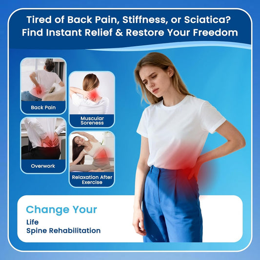 Professional Back Stretcher for Lower back Pain Relief, 4-Level Adjustable Lumbar Support Board with Acupressure Massage, Portable Cracking Device for Sciatica, Home & Car Use