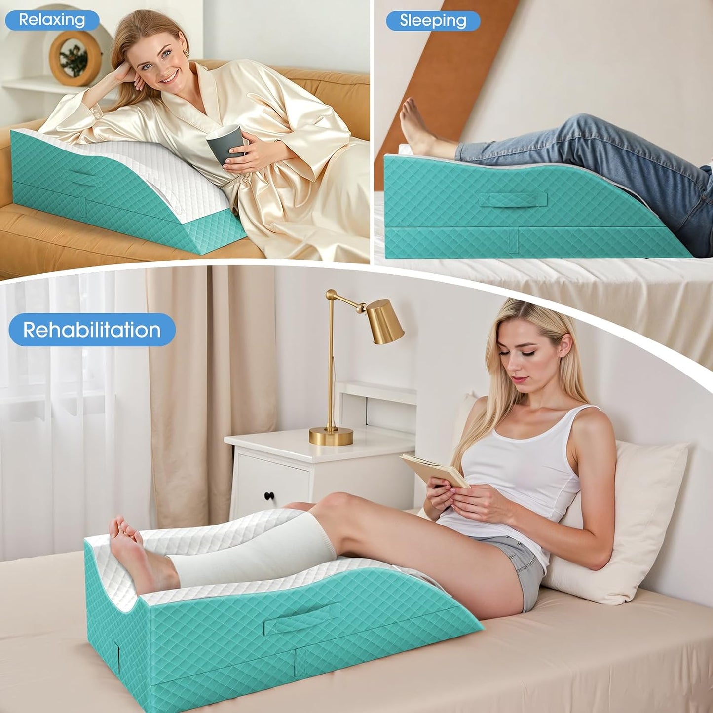 TranquilRelax Elevation Pillows for Leg After Surgery, Memory Foam Adjustable Wedge Pillow for Injury or Rest, Ankle Pillow for Sleeping Blood Circulation, Grey/Single Leg