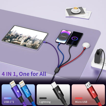 4 in 1 Multi Charging Cable, 5FT Charging Cords for Multiple Devices