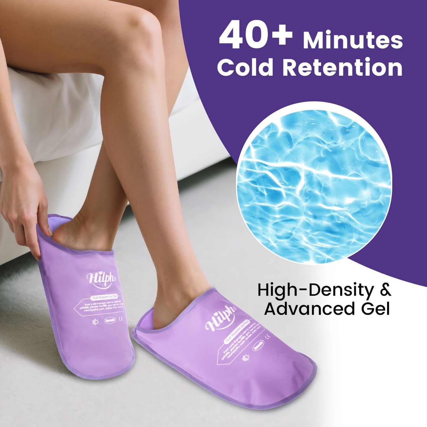 Hilph Foot Ice Pack Slippers,1 Pair Ice Pack for Foot and Toes for Plantar Fasciitis, Gout, Bunions & Neuropathy Relief, HSA or FSA Eligible Hot Cold Therapy Gel Slippers for Surgery Recovery, Blue