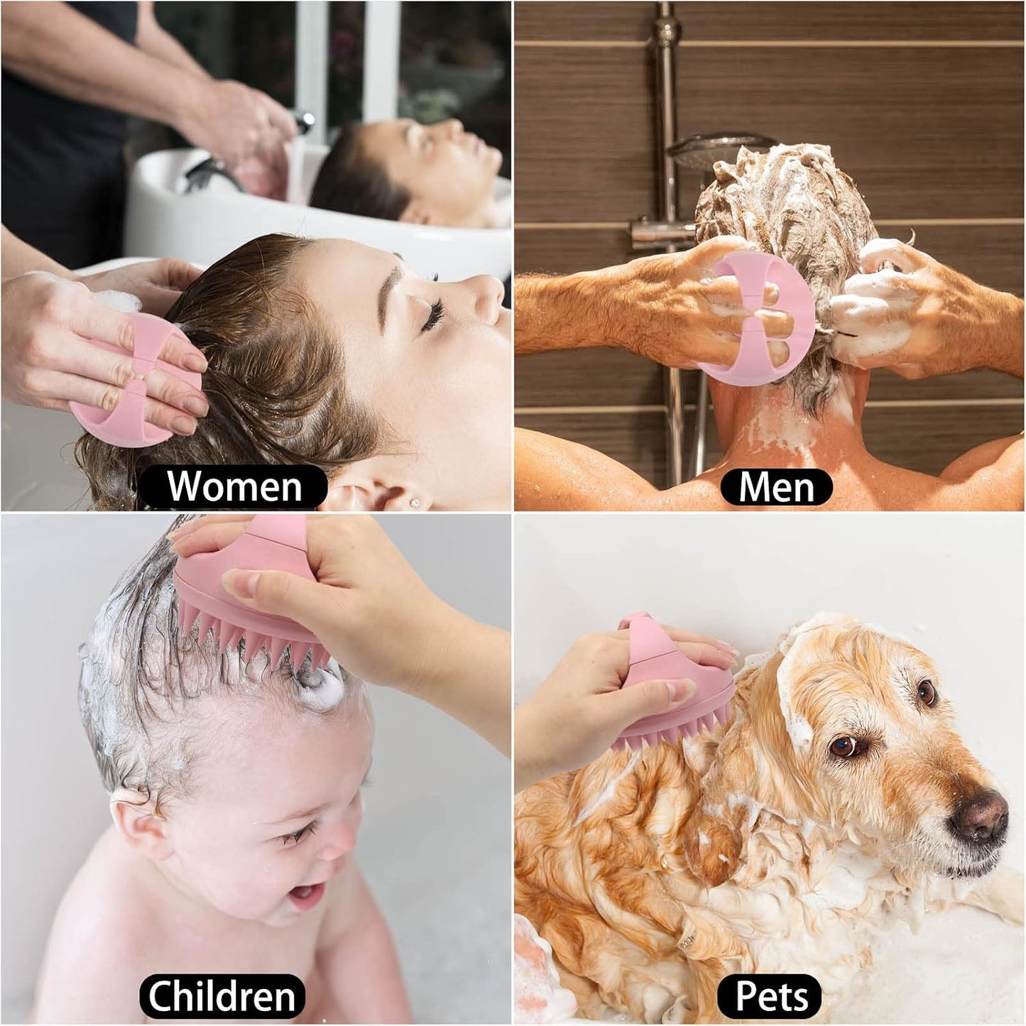 Hair Scalp Massager Shampoo Brush Hair Scrubber Washing Brush Silicone Scalp Exfoliator for Dandruff Removal- Beige