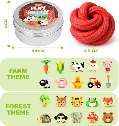 2 Pack Therapy Putty for Kids – Farm & Forest Theme Sensory Putty with Medium and Soft Resistance, Occupational Therapy Putty for Hand Exercises, Fine Motor Skills, Autism Sensory Play