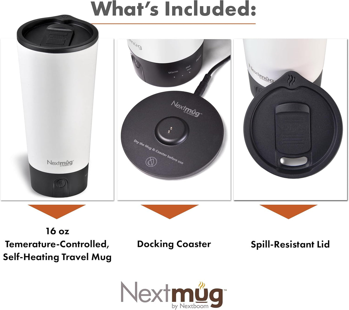 Nextmug Go - Temperature-Controlled, Self-Heating Travel Mug
