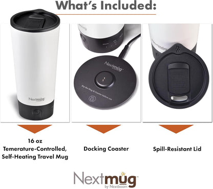 Nextmug Go - Temperature-Controlled, Self-Heating Travel Mug