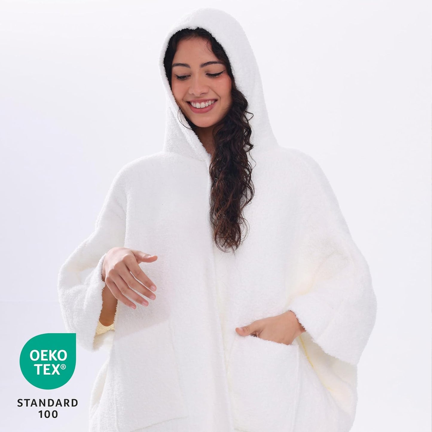 WDCOZY Wearable Blanket Hoodie Poncho Throw Comfy Soft Warm Cape Shawl Cozy Cloak Wrap Hooded with Sleeves For Women Adults