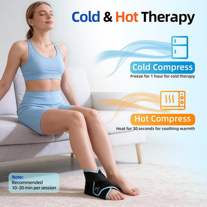 Comfytemp Ankle Ice Pack Wrap Brace for Swelling, Foot Pain Relief, 2 Gel Packs for Injuries Reusable, Hot Cold Compress Therapy for Plantar Fasciitis Relief, Heel Spur, Achilles Tendonitis, Swelling