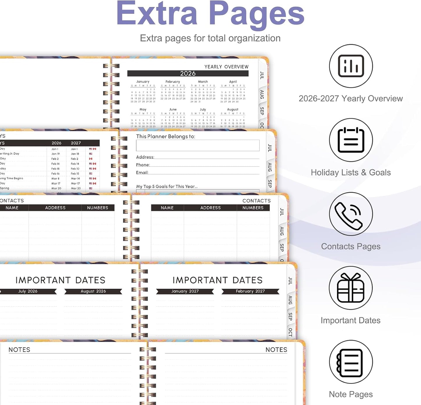 Planner 2026-2027, Weekly and Monthly Calendar Planner, JUL 2026 - JUN 2027 | Academic Year, Daily Agenda Book, A5(6.3'' x 8.5''), Sprial Bound, Inner Pocket, Office School Use