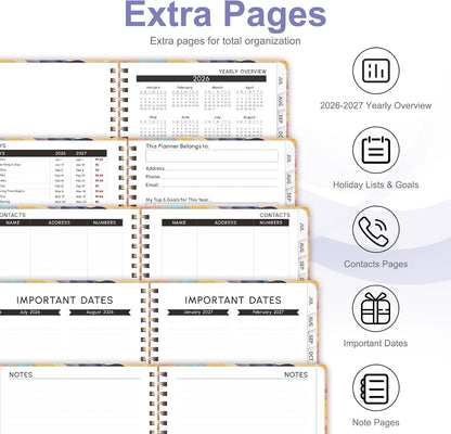 Planner 2026-2027, Weekly and Monthly Calendar Planner, JUL 2026 - JUN 2027 | Academic Year, Daily Agenda Book, A5(6.3'' x 8.5''), Sprial Bound, Inner Pocket, Office School Use