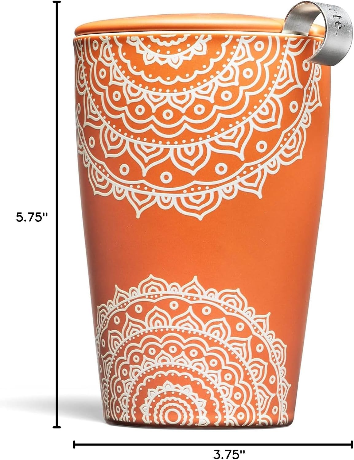 Tea Forte Double-Walled Ceramic Kati Cup, Removable Stainless Steel Infuser Basket and Lid, Steeps 12 oz Loose Leaf Tea, Dishwasher & Microwave Safe, Cherry Blossom