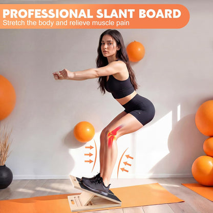 Slant Board for Calf Stretching, Adjustable Wooden Calf Stretcher Incline Board, Calf Stretch Board for Squats Leg Knees Heel Ankle Stretching
