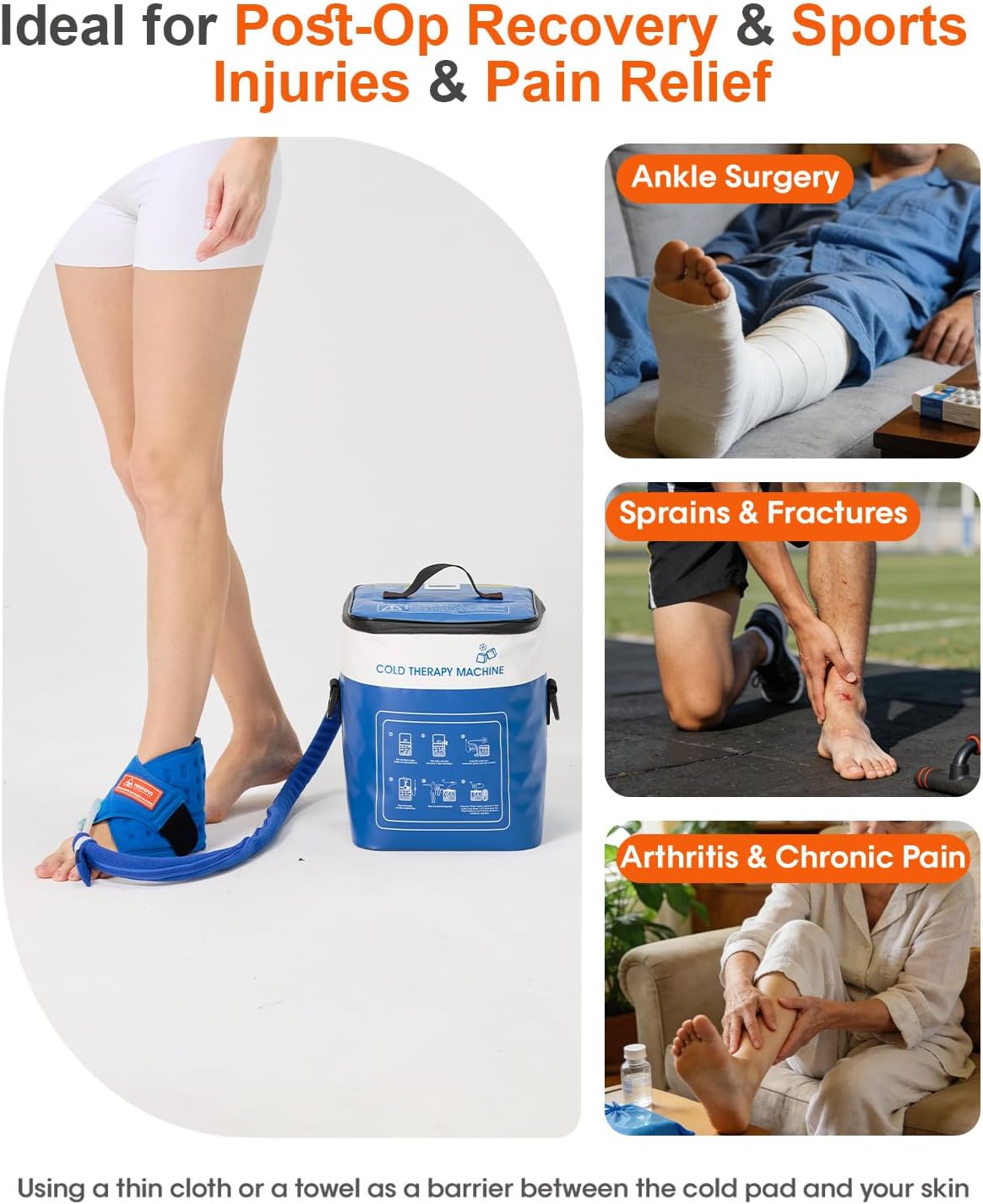 Cold Therapy Machine for Elbow, Ice Machine for Tennis Elbow&Post-Surgery Recovery, Cryotherapy Device with Temp Display & 3 Flow Modes, Adjustable Elbow Wrap for Arthritis, Bursitis, Swelling Relief