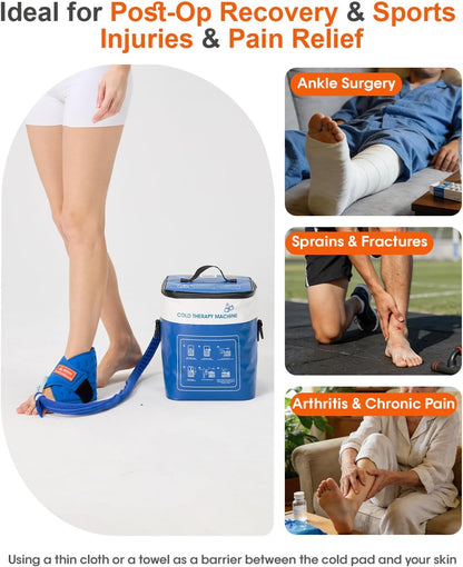 Cold Therapy Machine for Elbow, Ice Machine for Tennis Elbow&Post-Surgery Recovery, Cryotherapy Device with Temp Display & 3 Flow Modes, Adjustable Elbow Wrap for Arthritis, Bursitis, Swelling Relief