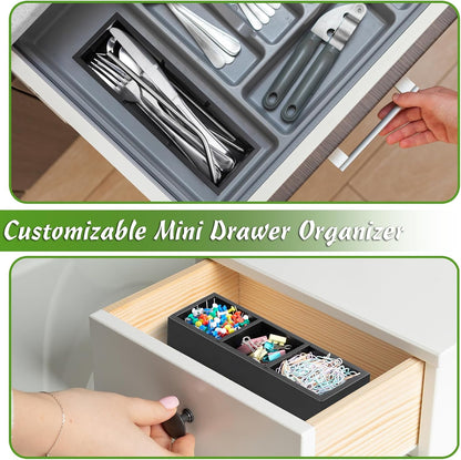 DRASTAR Tea Bag Organizer, Acacia Tea Bag Holder, Tea Storage Containers with 3 Slots, Wooden Tea Storage Accessories, Mini Tea Bag Caddy Box for Countertop