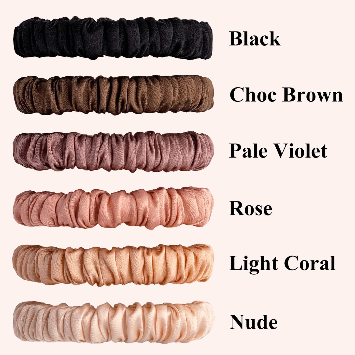 VLOMOT 6 Pcs Set 100% Pure Mulberry Silk Hair Scrunchies - 6 Chic Colors Everyday Skinny Scrunchies Silk Ponytail Holders - No Damage (Purple)