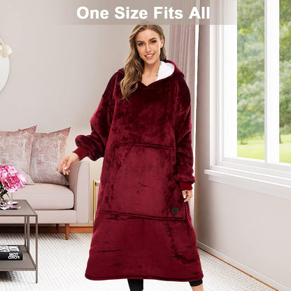THREE POODLE Wearable Blanket Hoodie for Women, Oversized Sherpa Sweatshirt Blanket for Adults Men, Cozy Hooded Blankets, Gifts for Teen Girls Women Mom Sister