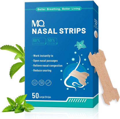 MQ 100ct Nasal Strips for Snoring Black Nose Strips for Breathing Extra Strength Snore Strips to Open Nasal Passages, Relieve Nasal Congestion
