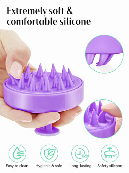 HEETA Scalp Massager Hair Growth, Soft Silicone Scalp Scrubber Shampoo Brush for Exfoliation, Dandruff Removal Head Massage Stress Relax, Wet & Dry Use for Thick Thin Curly Hair Care, Black