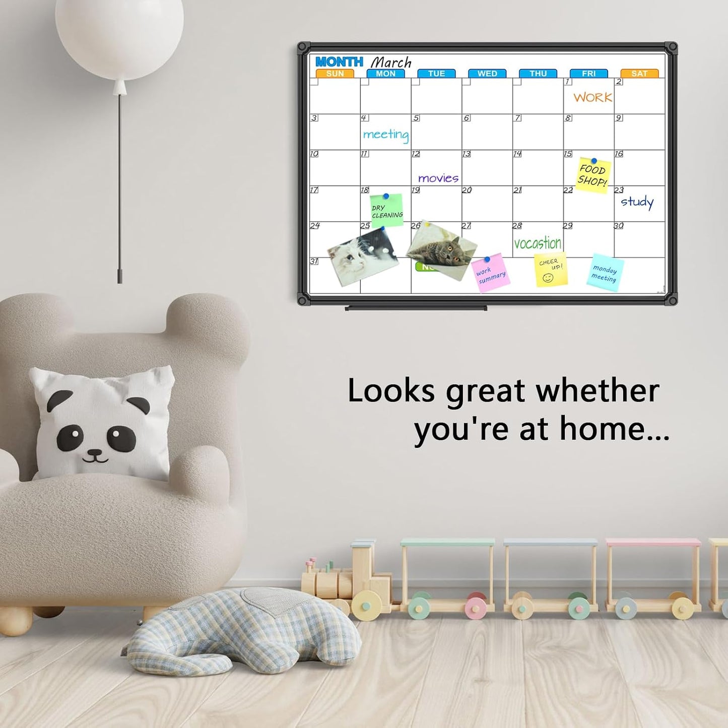 JILoffice Magnetic Dry Erase Calendar Whiteboard, 4 Month White Board Planner 36 X 24 Inch, Black Aluminum Frame Wall Mounted Board for Office Home and School
