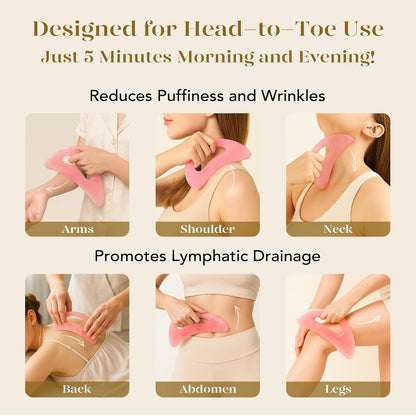 BAIMEI IcyMe Natural Rose Quartz Gua Sha Facial Sculpt Massage Tool-Pink