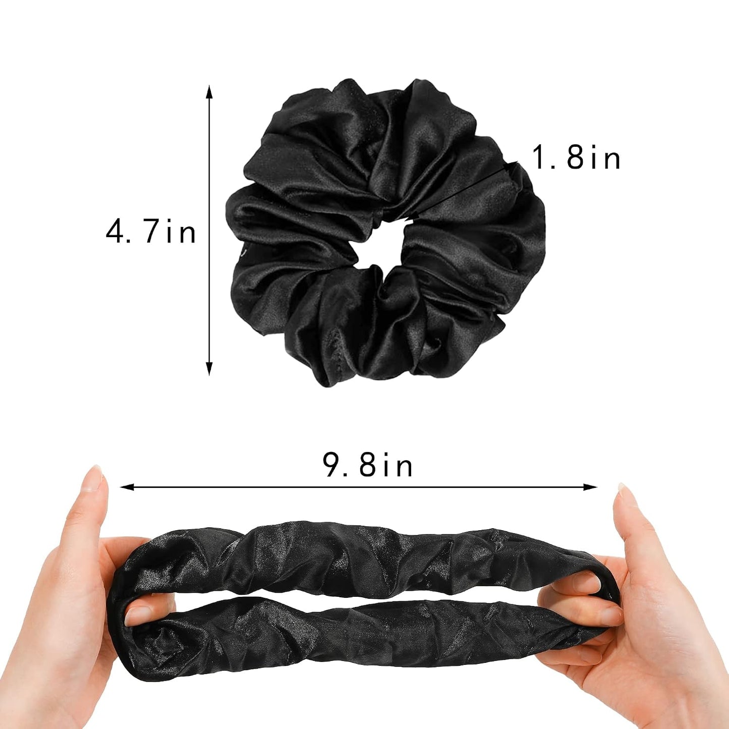 16 Pcs Scrunchies for Women - Black Satin Silk Scrunchies for Girls Hair Ties Elastics Bands Ponytail Holder Hair Accessories