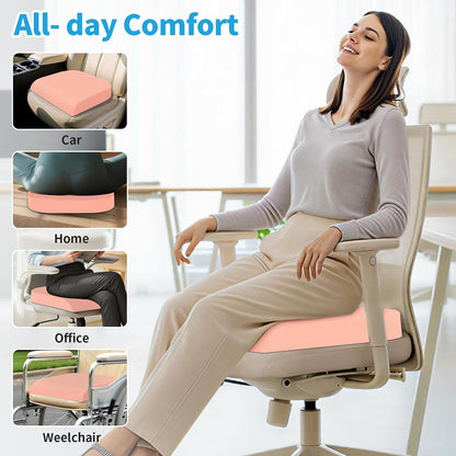 TranquilRelax Large Seat Cushion, Memory Foam Cushion for Long Sitting Hours on Office Chair, Car Seat, Non-Slip Chair Pad for Sciatica, Coccyx, Tailbone Pain Relief & Post-Surgery Recovery (Black)