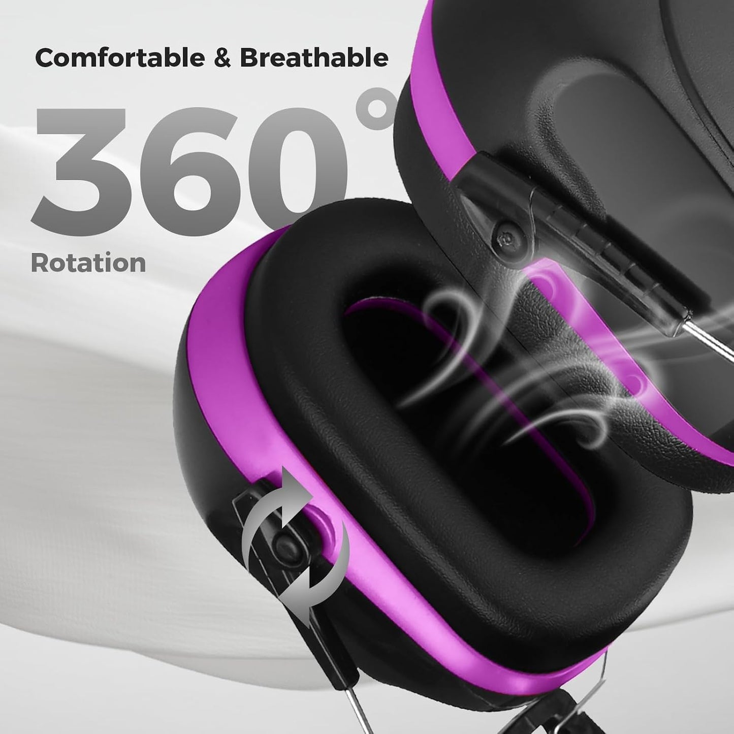 ProCase NRR 28dB Noise Reduction Ear Muffs, Foldable Adjustable Passive Noise Cancelling Headphones for Adults Kids Autism, Hearing Protection for Shooting, Construction, Mowing, Studying -Black - Colors B