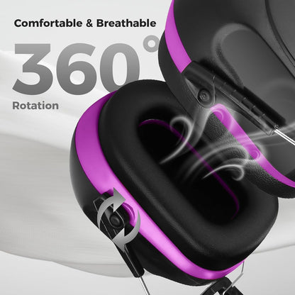 ProCase NRR 28dB Noise Reduction Ear Muffs, Foldable Adjustable Passive Noise Cancelling Headphones for Adults Kids Autism, Hearing Protection for Shooting, Construction, Mowing, Studying -Black - Colors B