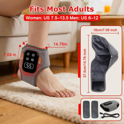 2-Pack 2026 Upgraded 3-in-1 Foot and Ankle Massager - 5 Vibration Modes and 5 Heating Levels, Suitable for Relieving Daily Foot Fatigue, Wireless and Portable，Grey