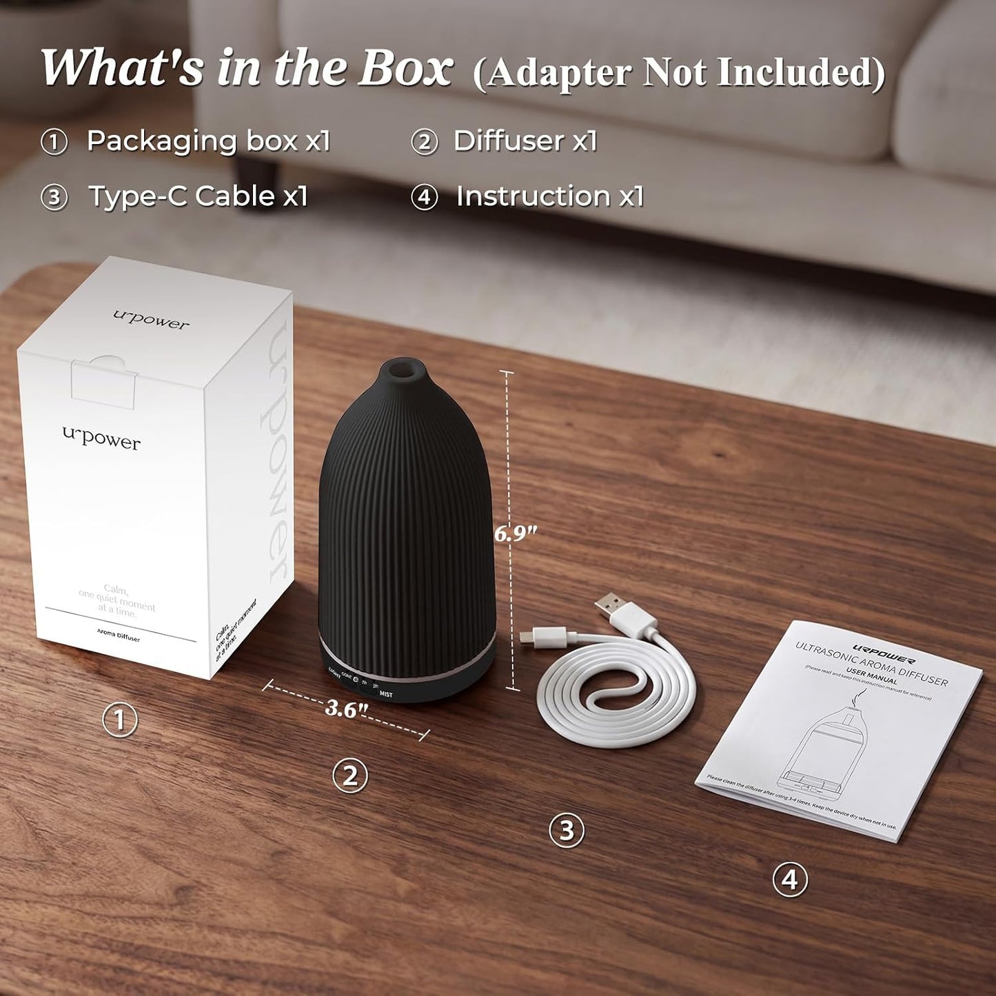 URPOWER 150ML Essential Oil Diffusers for Home, Ultrasonic Aromatherapy Diffuser with 7 Color Changing Lights, Timer & Auto Shut-Off, Scent Diffuser for Bedroom, Office, Yoga