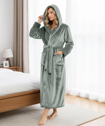 Premium Ultra Soft Robes for Women with Hood Plush Fleece Long Bathrobe