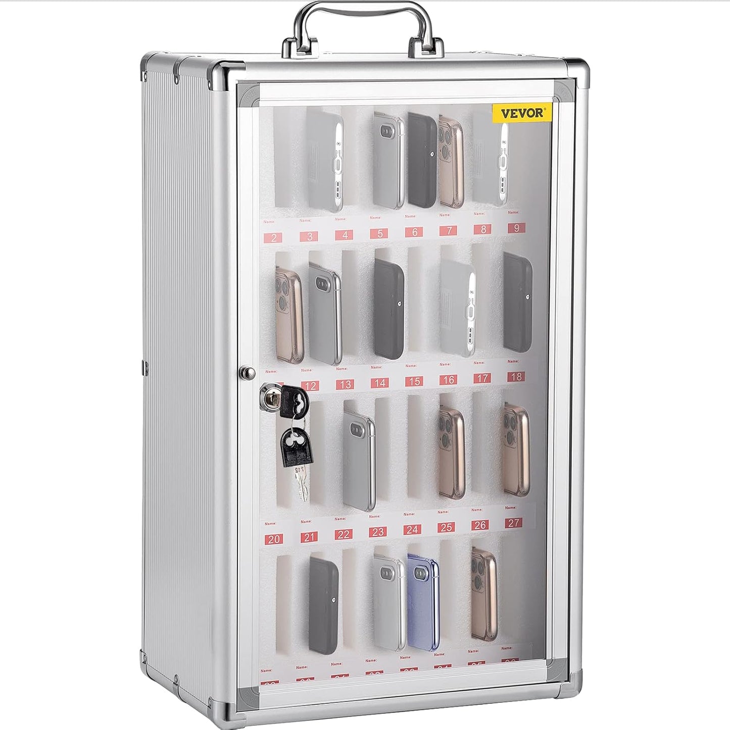 VEVOR Cell Phone Storage Locker, 10 Slots Acrylic Material with Door Locks and Keys, Wall-Mounted Cabinet Pocket Office Classroom Gym Box, Clear