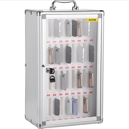 VEVOR Cell Phone Storage Locker, 10 Slots Acrylic Material with Door Locks and Keys, Wall-Mounted Cabinet Pocket Office Classroom Gym Box, Clear