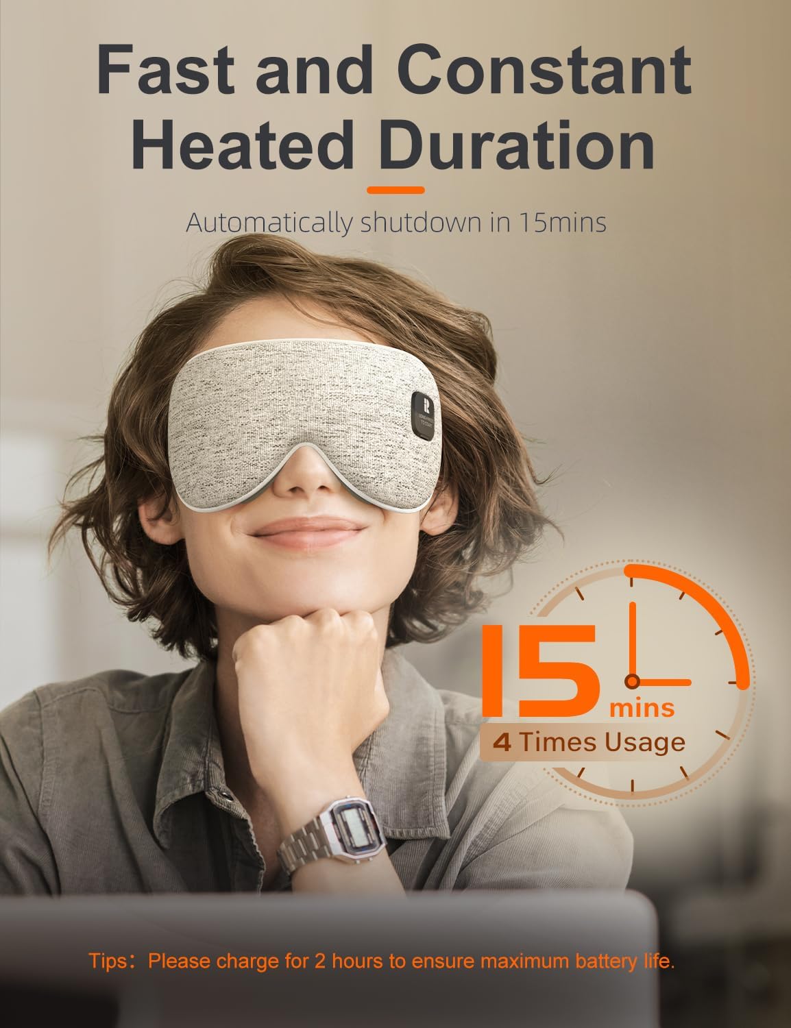 Silk Cordless Heated Eye Mask, Compress Heating Pad for Dry Eye Stye Eye Strain, Electric Warm Eye Mask for Airplane Sleeping, Blackout Eye Mask for Travel, Idea for Women/Men (Silk-Grey)
