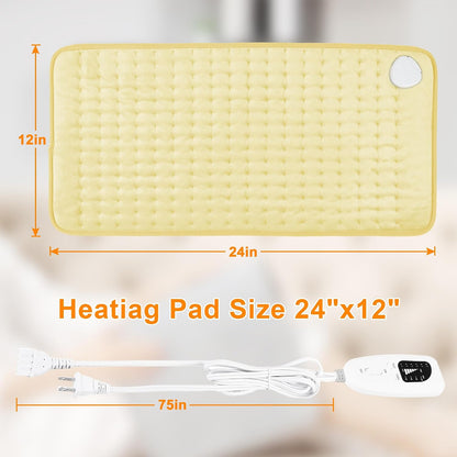 Deepsoon Heating Pad,Electric Heating Pads for Back,Neck,Moist Heating Pad for Abdomen Shoulder Knee Legs,Dry/Moist Heat&Auto Shut Off,Fathers Day Dad Gifts for Men Birthday,Light Gray,24x12 Inch