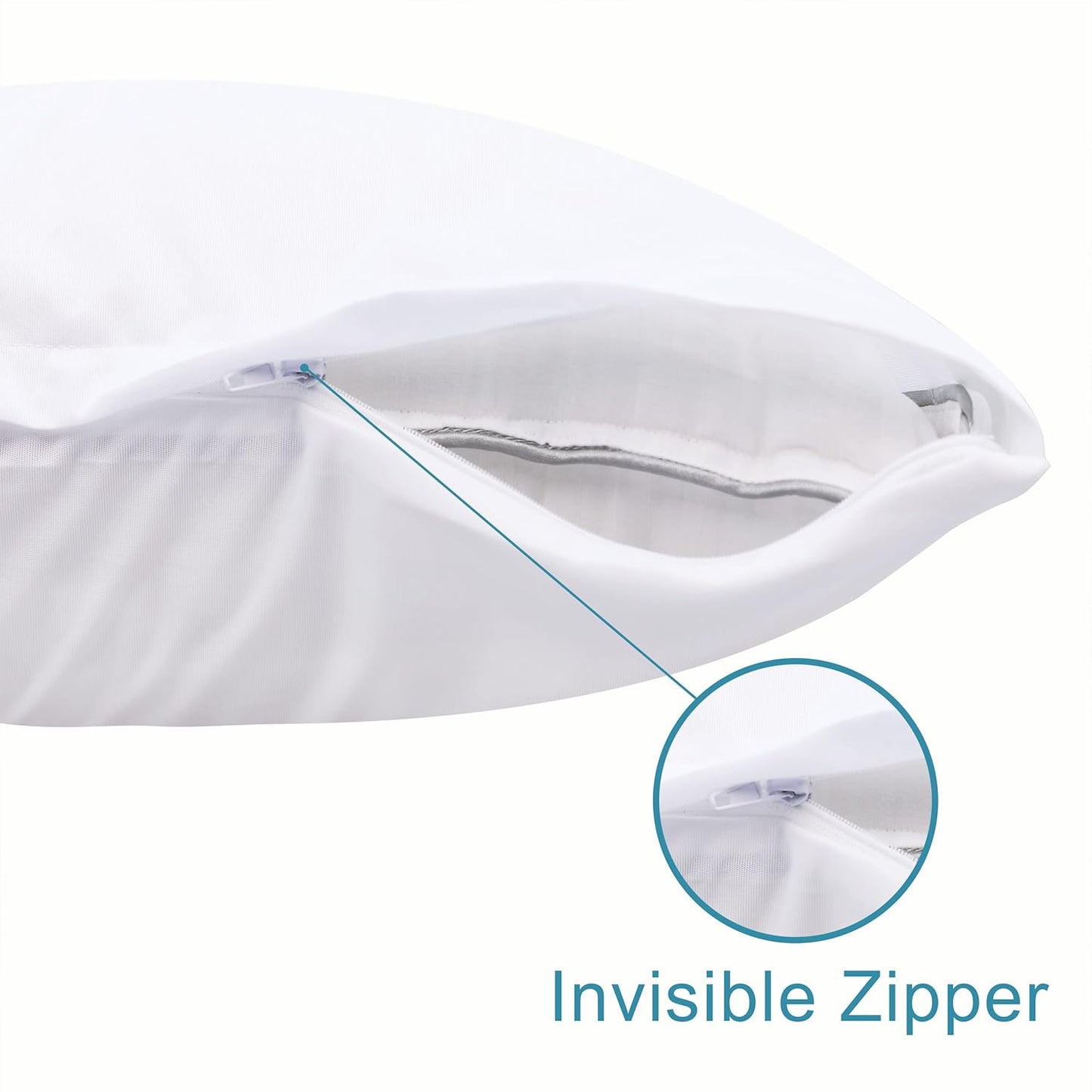 NTBAY 4 Pack Zippered Waterproof Standard Pillow Protectors, Super Soft Quiet Zip Pillow Protectors, 20x26 Inches Jersey Pure White Waterproof Pillow Cases Covers