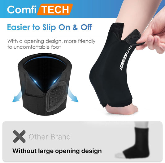 ComfiTECH Ankle Ice Pack Wrap, Large Opening Gel Pad for Foot & Heel, XL