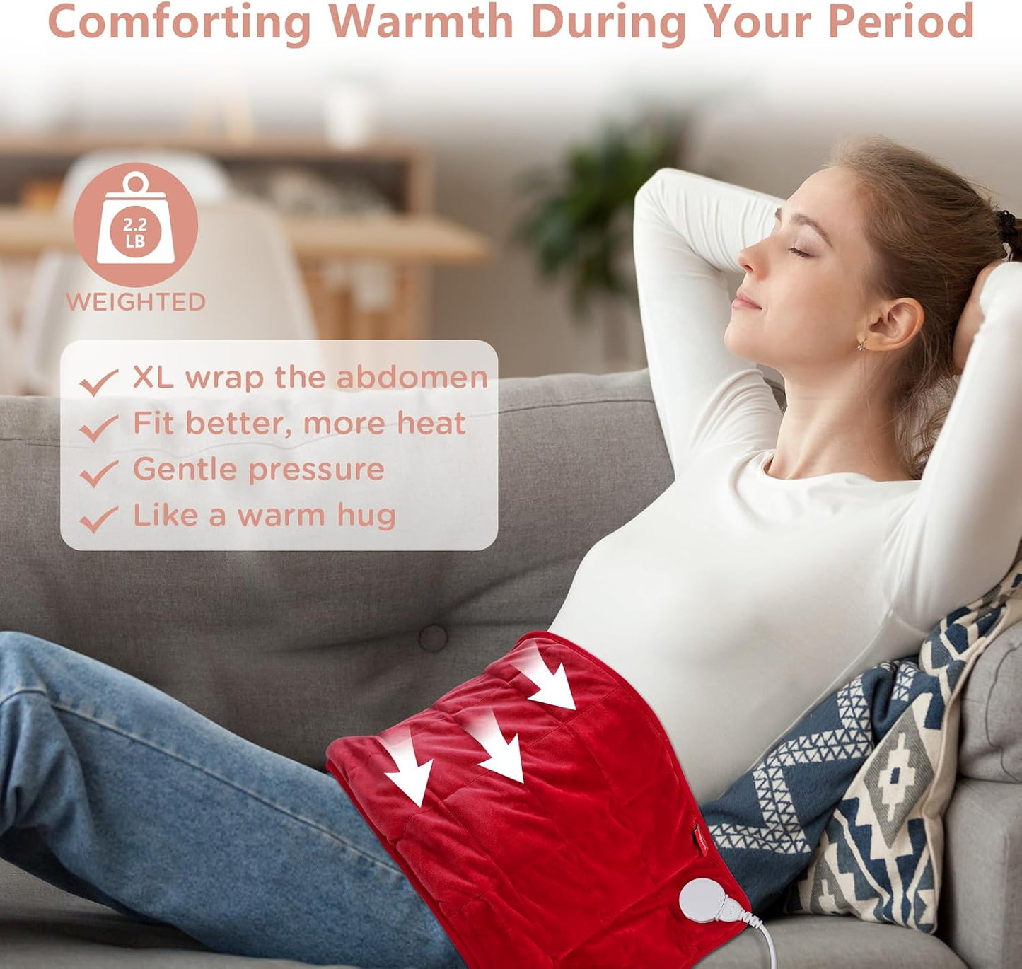 Comfytemp Weighted Heating Pad for Back & Period, FSA Eligible Electric Heat Pad, Birthday Gift for Women Men Mom Dad & Father Day Gifts, 2.2 lb HSA Neck Shoulder Heated Pad, 2H Auto-Off, 12x24, Blue
